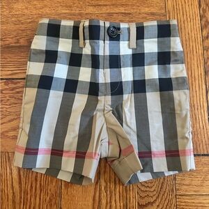 Baby Burberry Designer Beige Check Vintage Cotton Casual Button Shorts Size 12m